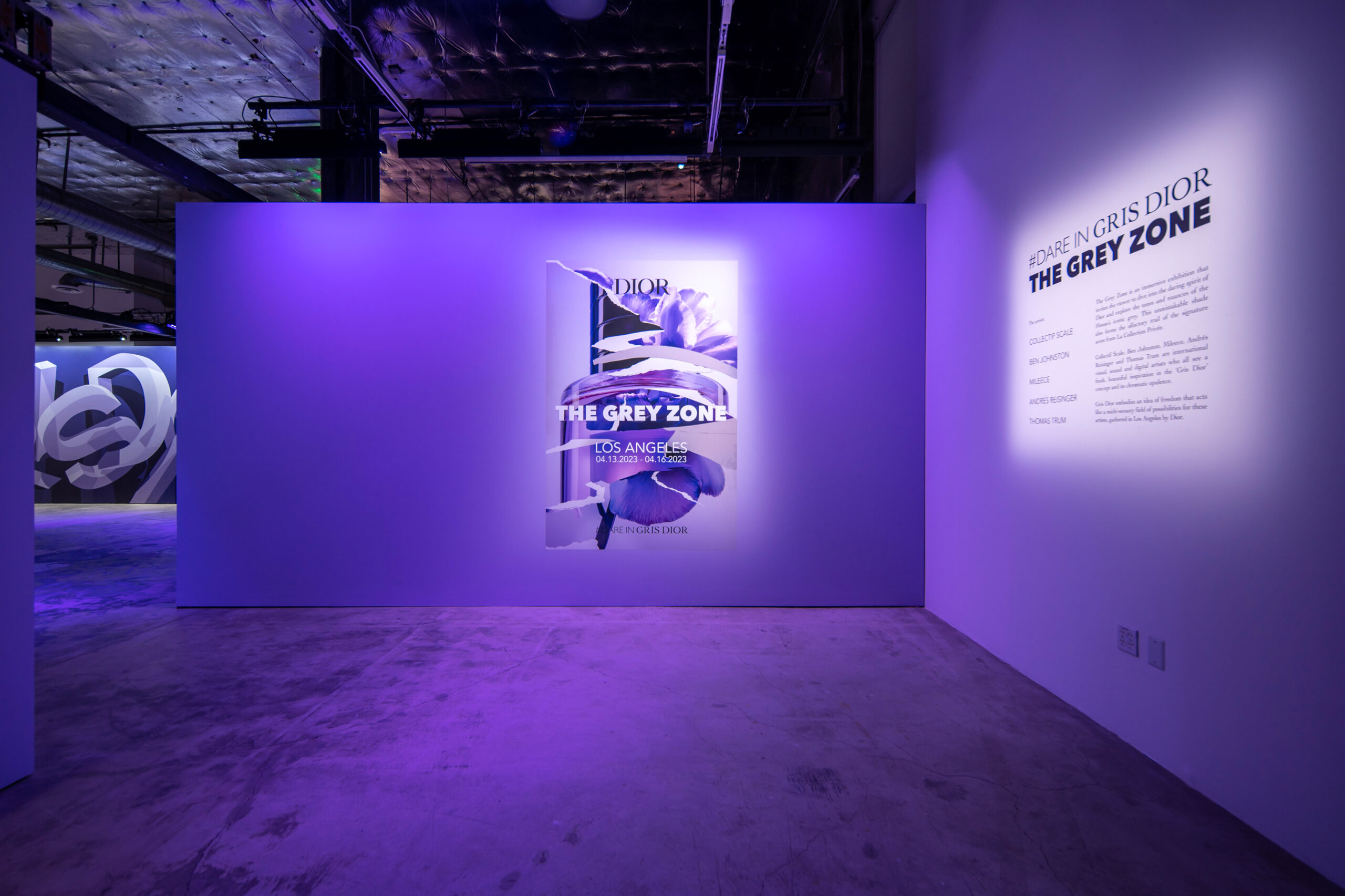 Poster created for The Grey Zone exhibition, event created by Golden Mama for the launch of Gris Dior, from La Collection Privée Dior.	