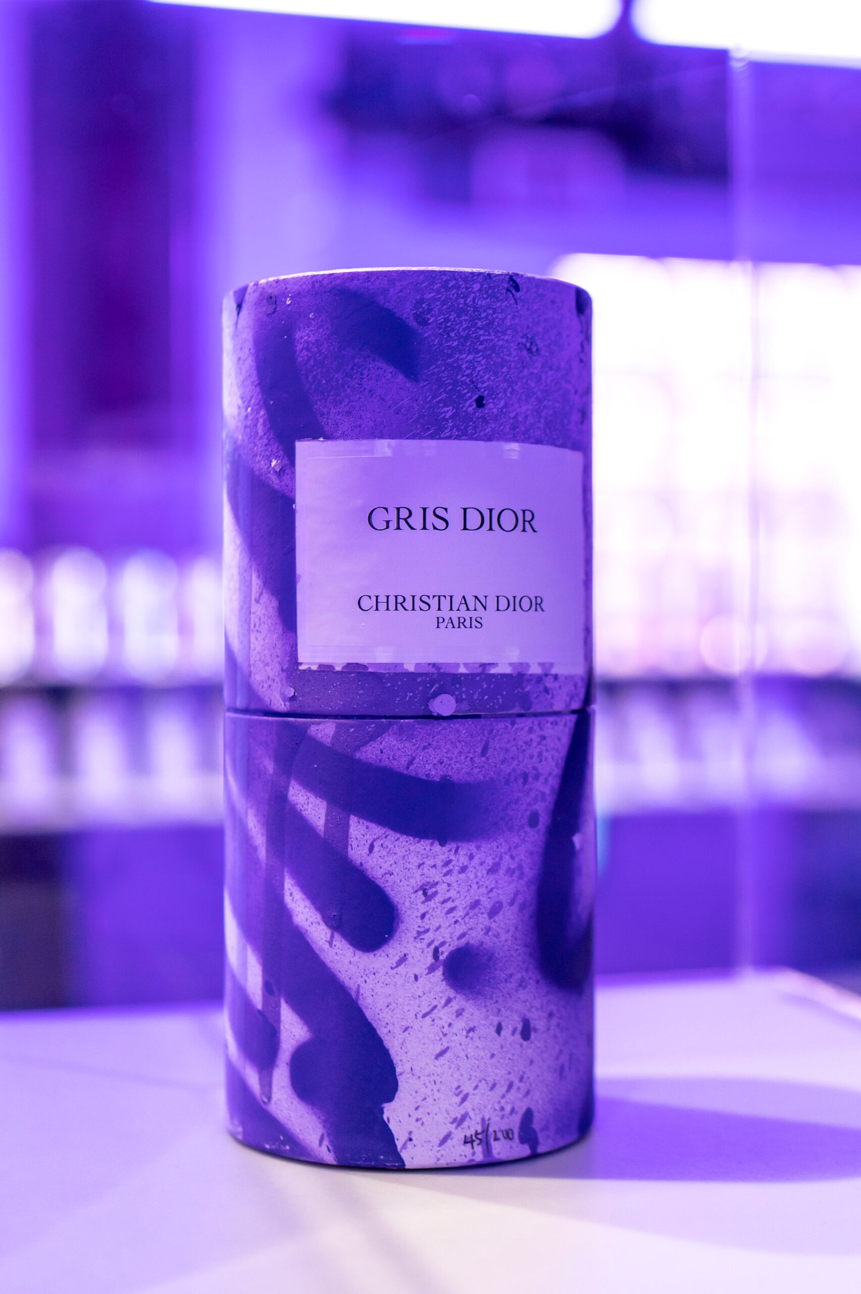 Customization of the Gris Dior box, created by the artist Thomas Trum, design for The Grey Zone Dior exhibition.