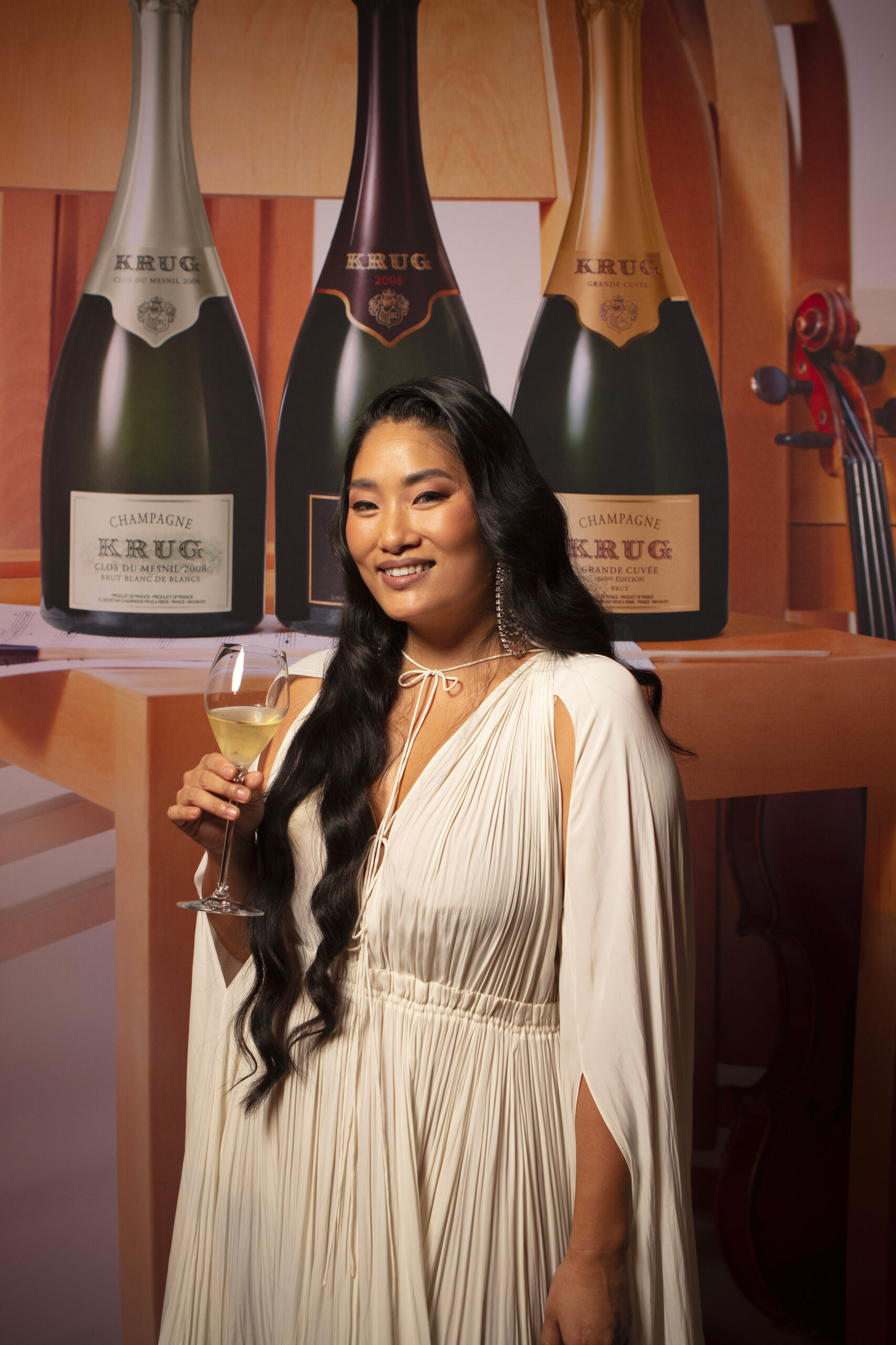 Fancy guest at the luxury reception and experiencial dinner of Krug Champagne x Ryuichi Sakamoto produced by Golden Mama